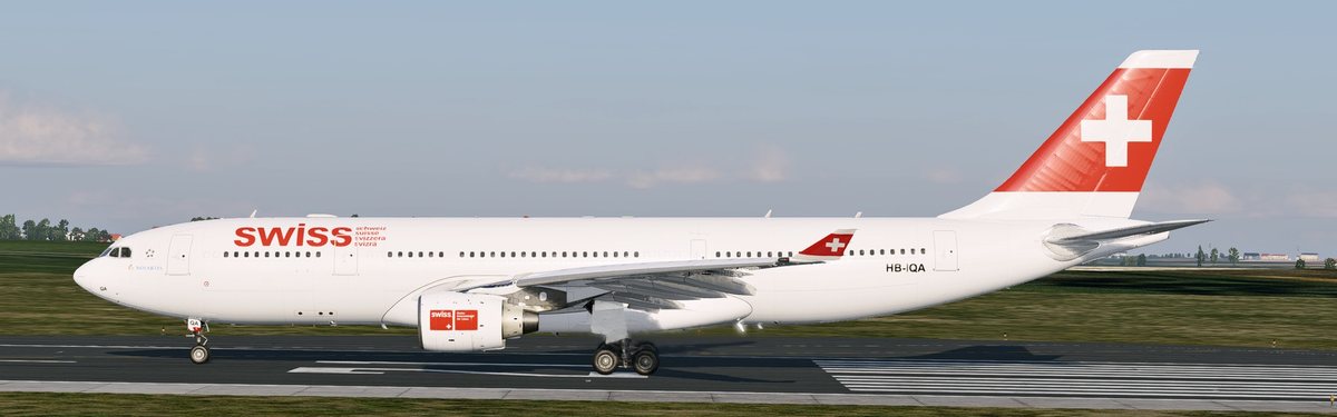 Side view of the A330-200 from the same camera position: shorter fuselage, taller fin